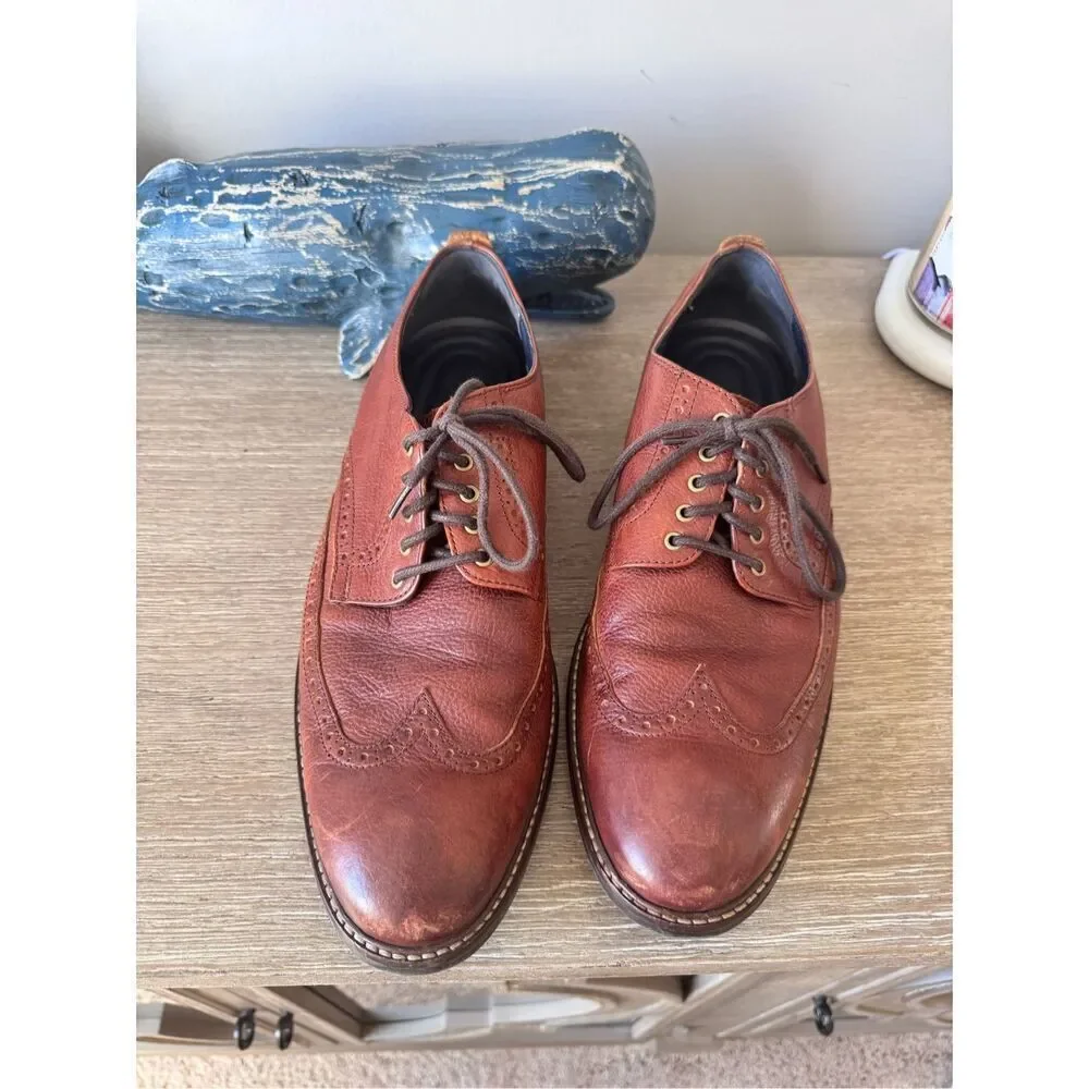 COLE‎ HAAN Grand.Os WATSON Brown Pebble Leather Wingtip Oxford Size 11.5